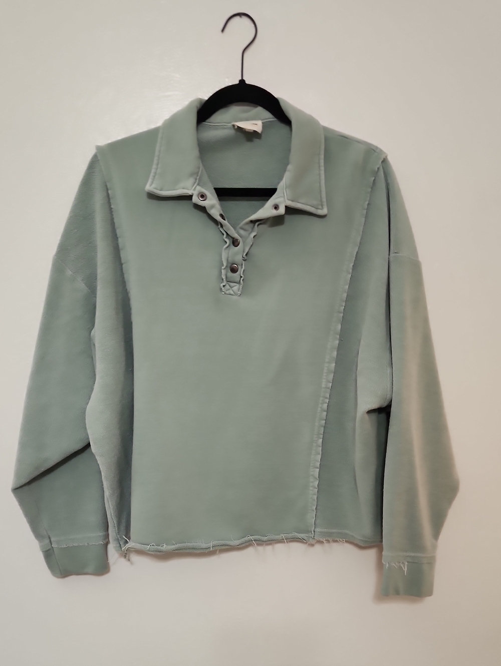 M - Peach Love Sage Green Long Sleeve Shirt